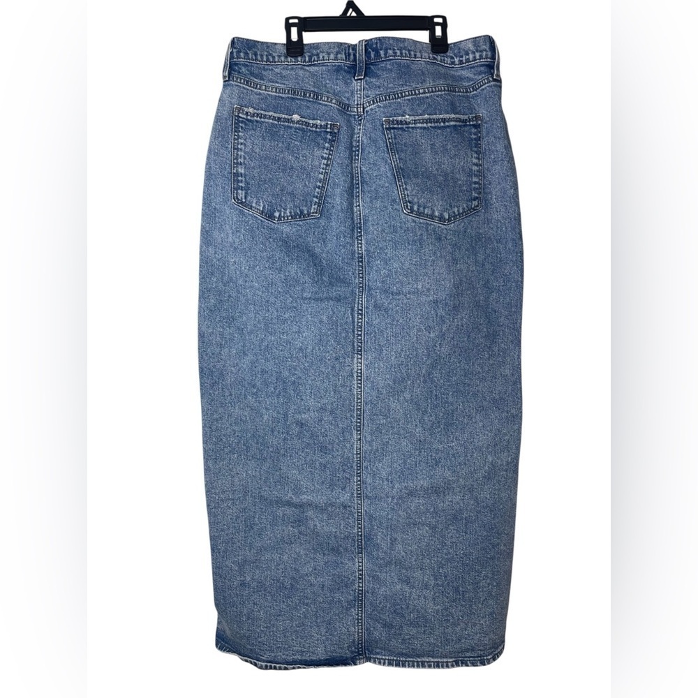 Universal Thread High Rise Denim Maxi Skirt Medium Wash Slit Western Size 14 - Picture 5 of 14